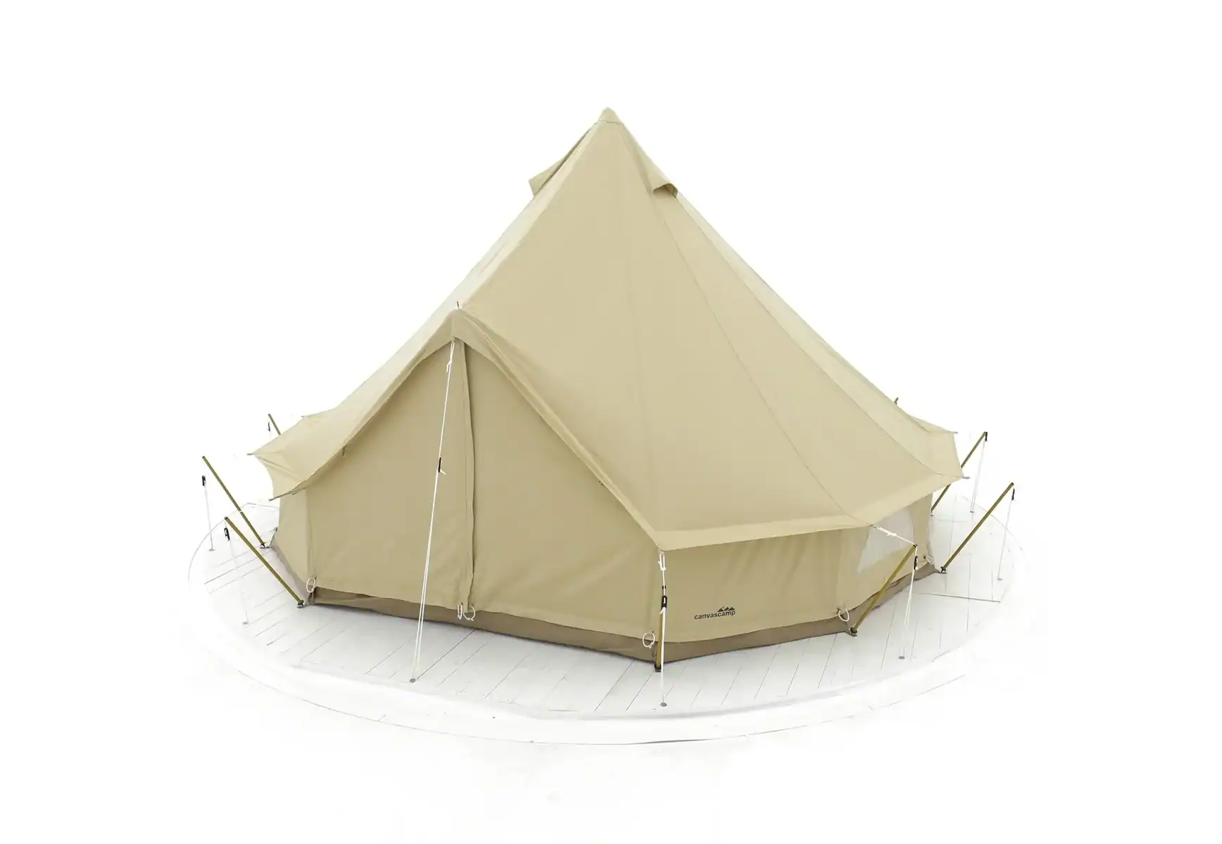 Helles Canvas-Tent mit Poncho-Design, ideal für Camping und Outdoor-Abenteuer, bietet Schutz vor Sonne und Wetter, langlebig und leicht auf- und abzubauen.