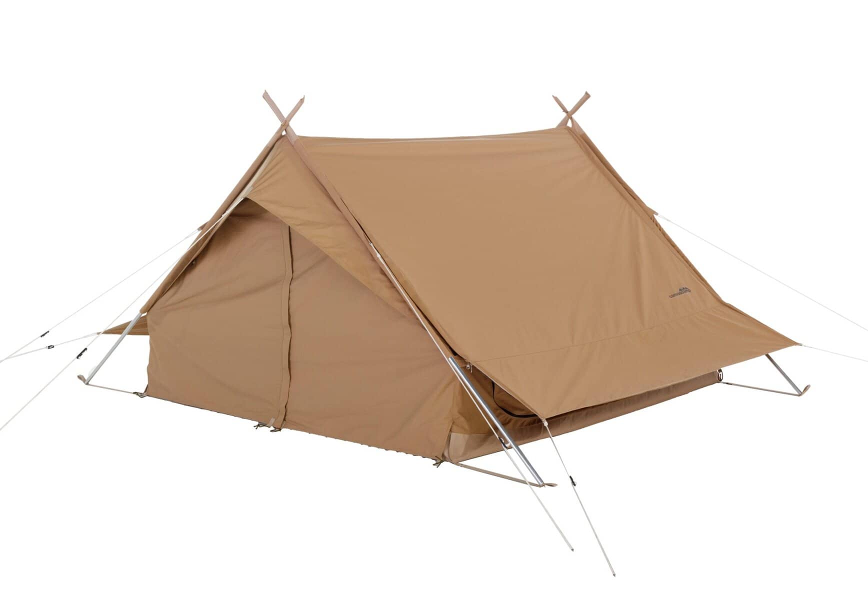 Hüttenplane in Beige für optimalen Sonnenschutz und Wetterschutz beim Camping, ideal für Zelte und Outdoor-Aktivitäten.