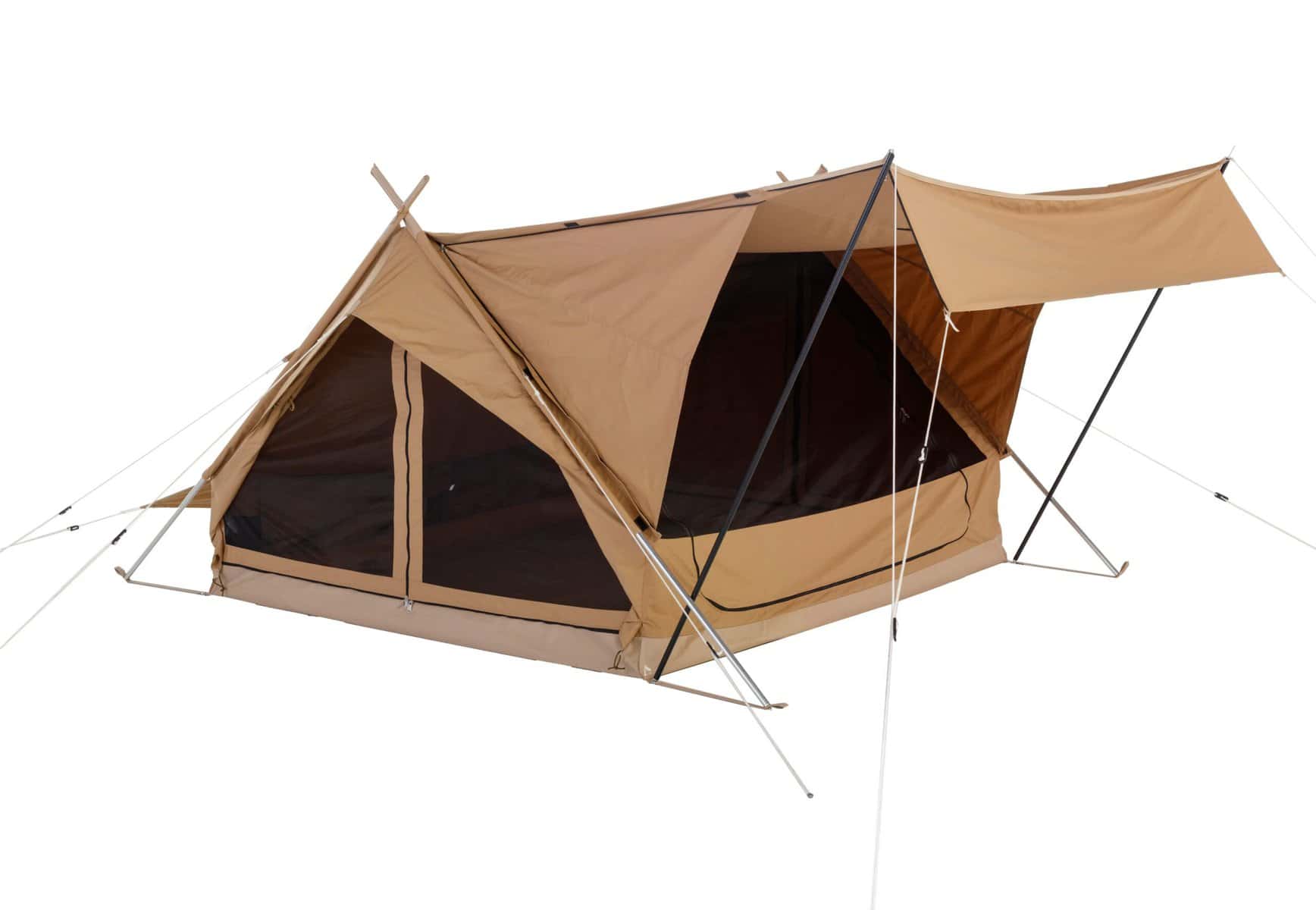 Stylisches Campingzelt mit Sonnenblende, leichtes und robustes Design, ideal für Outdoor-Abenteuer, Camping, Wandern und Festivals, hohe Qualität und langlebig.