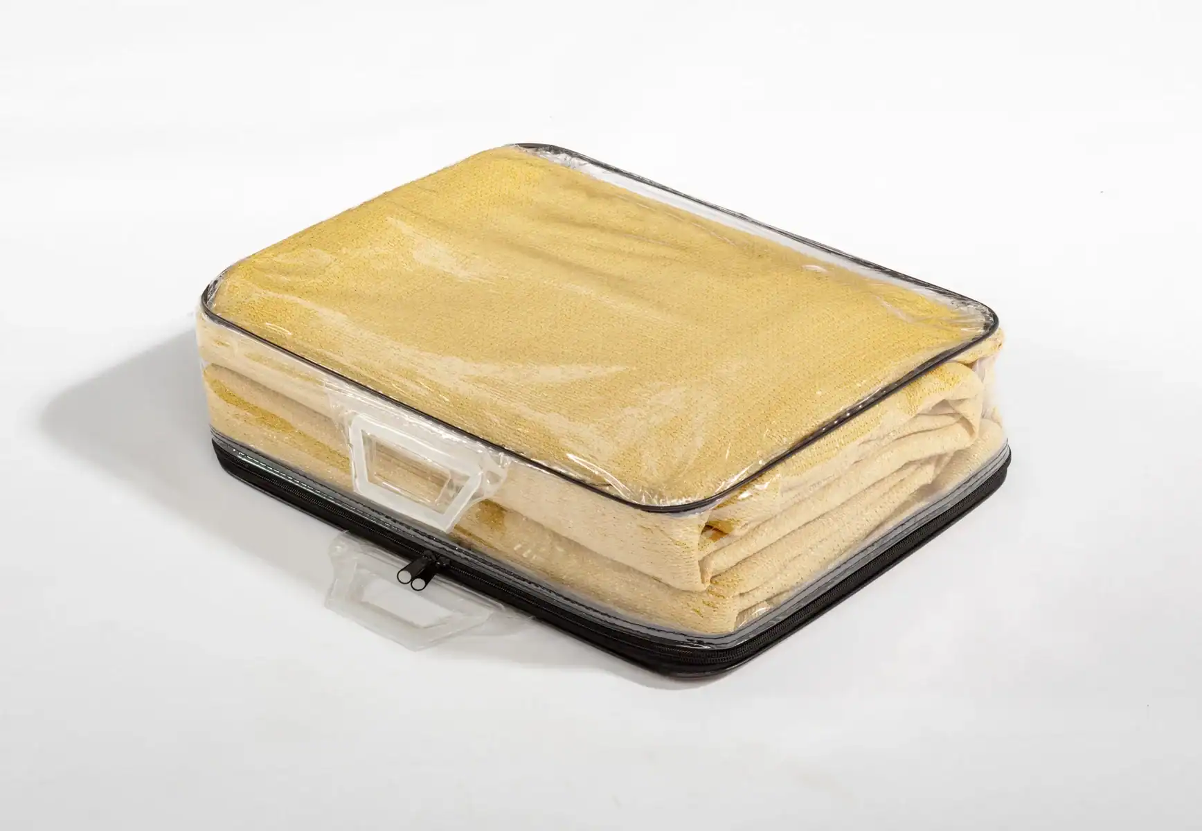 Weißes, gepacktes Gel in einer transparenten Aufbewahrungsdose, ideal für Fußpflege oder Kosmetik, bequemer Transport, hygienisch verpackt – perfekt für professionelle Anwendungen.