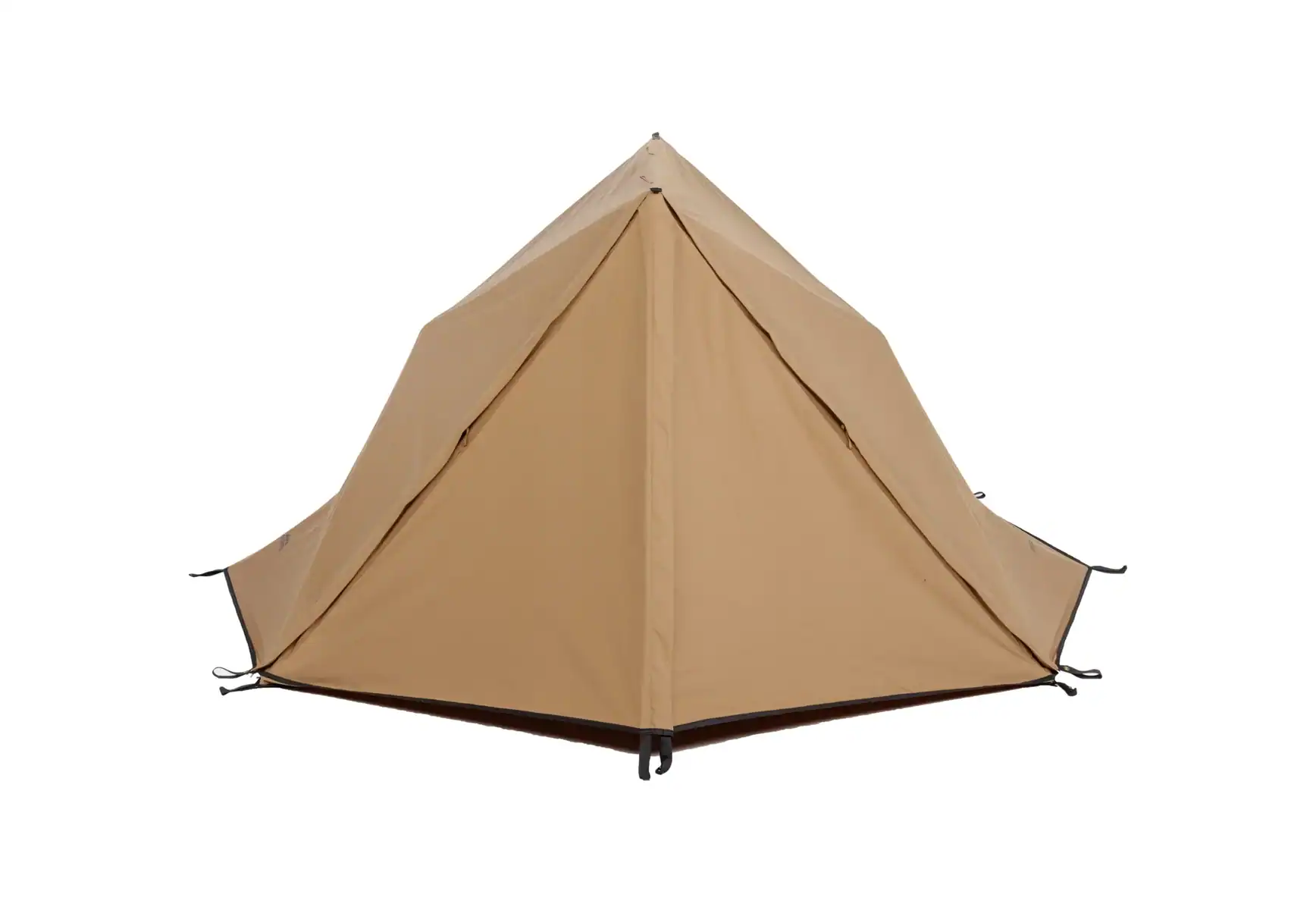 Hüttenmodell mit beigem Zeltstoff, ideal für Camping und Outdoor-Aktivitäten, robust und wetterfest, vielseitig einsetzbar.