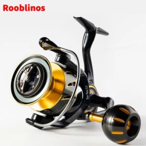 Hochwertige Rooblinos SW Spinnrolle mit 10 Kugellagern, Metallspule, geeignet für Links- und Rechtshänder, ideal für Angler.