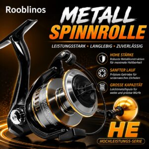 Hochleistungs Metallspinnrolle von GoldFerse mit robustem Design, langlebig und zuverlässig für Angler, ideal für schwere und präzise Würfe.